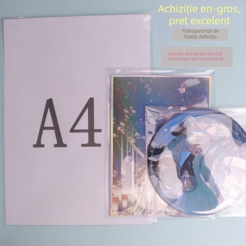 Pungă autoetansibilă, transparentă pentru poster A4, cu film CPP gros și strat protector OPP de 14 μm