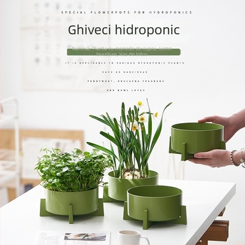 Vas hidroponic din rășină pentru narcise, planta de bani, nuferi și lotus