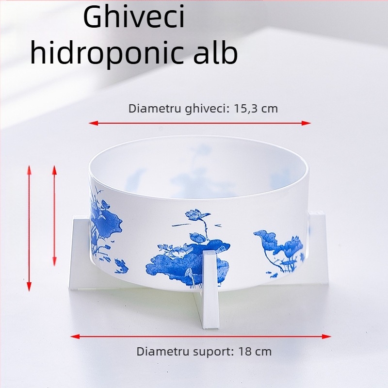 Vas hidroponic din rășină pentru narcise, planta de bani, nuferi și lotus