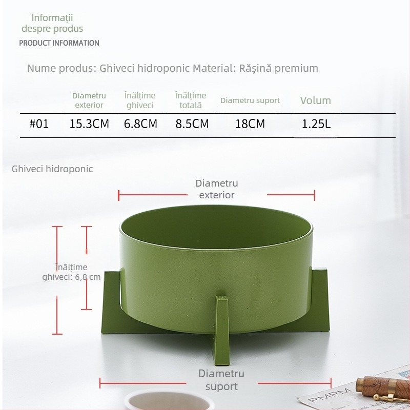 Vas hidroponic din rășină pentru narcise, planta de bani, nuferi și lotus