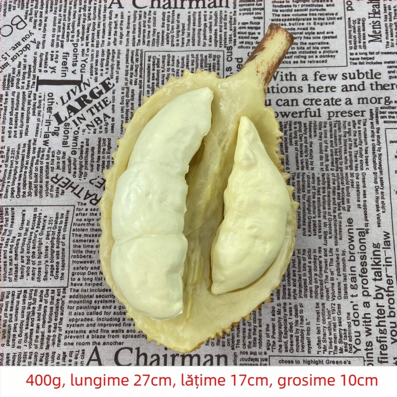 Durian din plastic – fruct imitat pentru decor de vitrină și recuzită foto, jucărie decorativă de fructe.