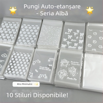 Pungi auto-sealante transparente din OPP pentru carduri mici, ambalare bijuterii, stil Instagram