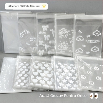 Pungi auto-sealante transparente din OPP pentru carduri mici, ambalare bijuterii, stil Instagram