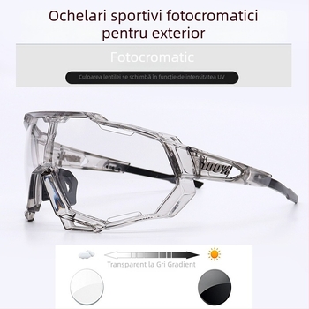 Ochelari de ciclism cu schimbare de culoare, zi-noapte, ramă completă, unisex, model Q1, compatibili cu ochelari cu dioptrii