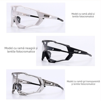 Ochelari de ciclism cu schimbare de culoare, zi-noapte, ramă completă, unisex, model Q1, compatibili cu ochelari cu dioptrii