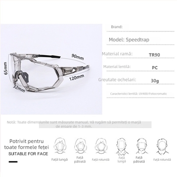 Ochelari de ciclism cu schimbare de culoare, zi-noapte, ramă completă, unisex, model Q1, compatibili cu ochelari cu dioptrii