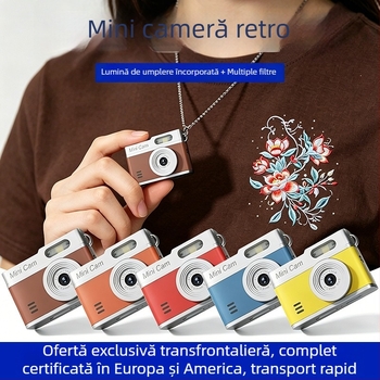 Cameră mini pentru călătorii 1080P HD cu ecran, breloc portabil pentru vlogging, stil retro, pentru studenți