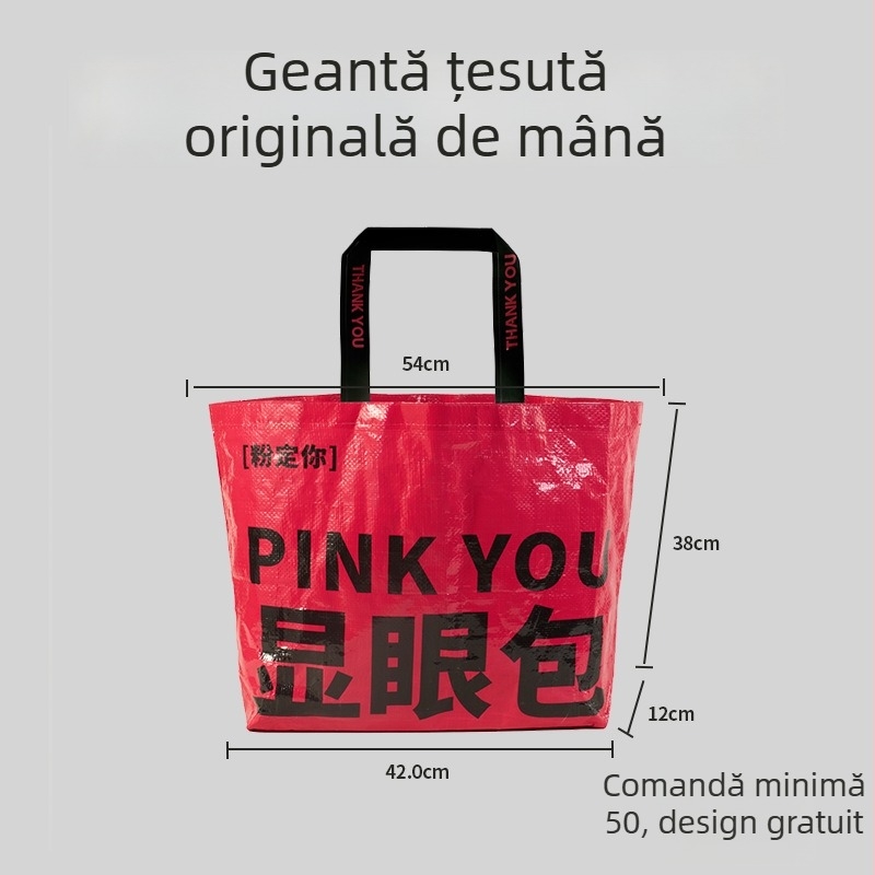 Geantă de cumpărături din PP țesut laminat, impermeabilă, cu logo personalizat, capacitate extra mare, geantă tote gata de utilizare