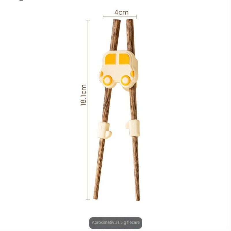 Set de învățare pentru bețișoare, bețișoare din silicon antiderapante, pentru copii 3–6 ani, stil drăguț desen animat