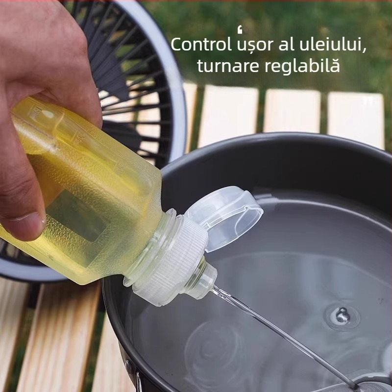 Sticlă portabilă pentru condimente și ulei, pentru exterior: grill, drumuri, camping și picnic; borcan sigilat pentru condimente cu pulverizator de ulei