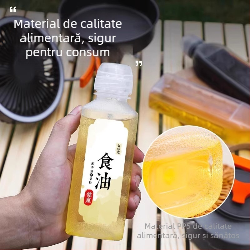 Sticlă portabilă pentru condimente și ulei, pentru exterior: grill, drumuri, camping și picnic; borcan sigilat pentru condimente cu pulverizator de ulei