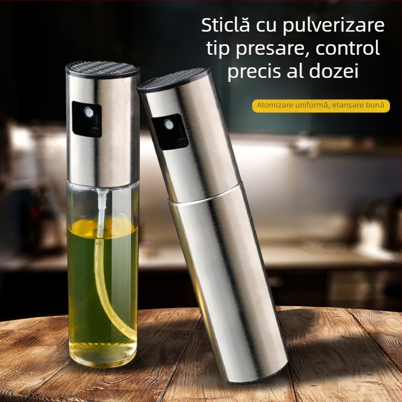 Sticlă de pulverizare a uleiului din sticlă, cu pulverizare fină și scară de măsurare pentru grătar