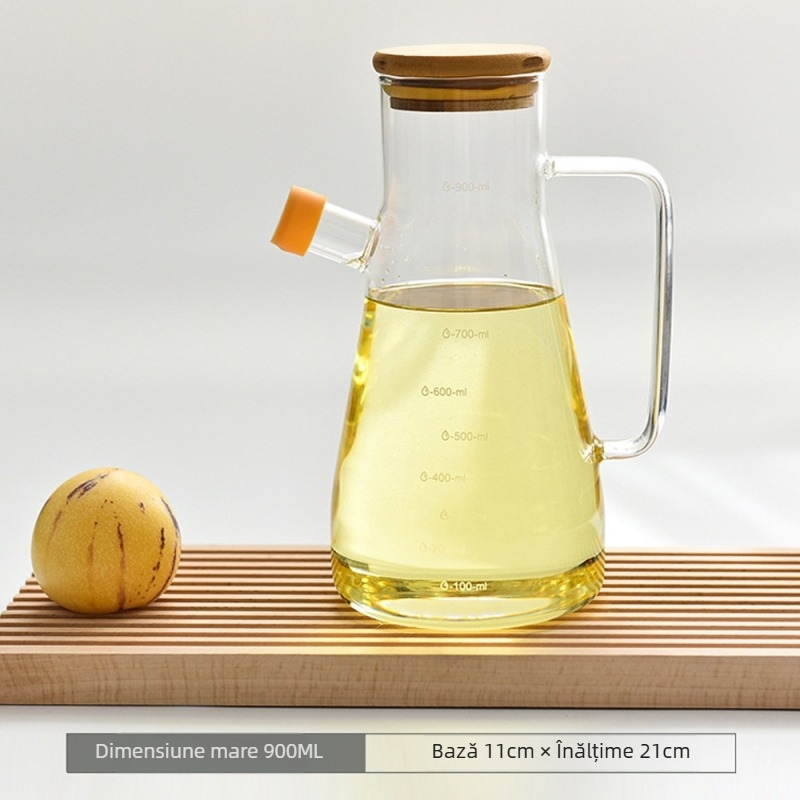 Sticlă pentru ulei cu scară, sticlă din borosilicat înalt, design minimalist îngroșat, capacitate mare, recipient rezistent la căldură pentru sos de soia și oțet