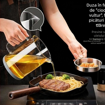 Recipient de ulei din sticlă borosilicată, cu filtru pentru reziduuri de ulei și lapte de soia, capacitate mare, recipient de depozitare în bucătărie