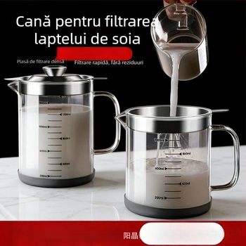 Recipient de ulei din sticlă borosilicată, cu filtru pentru reziduuri de ulei și lapte de soia, capacitate mare, recipient de depozitare în bucătărie