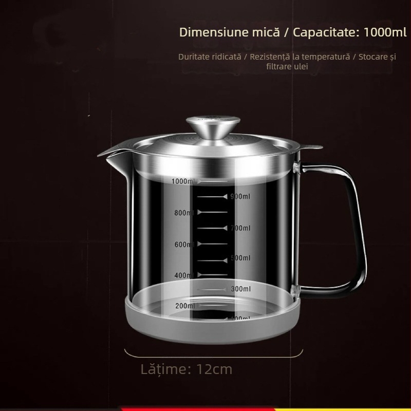 Recipient de ulei din sticlă borosilicată, cu filtru pentru reziduuri de ulei și lapte de soia, capacitate mare, recipient de depozitare în bucătărie