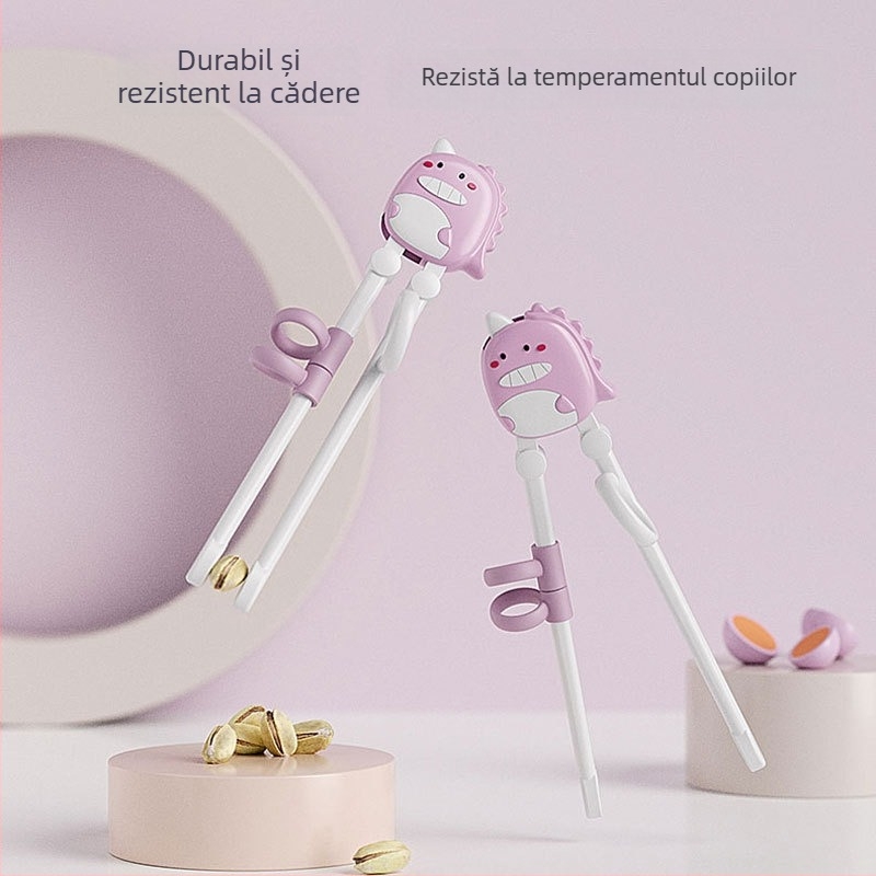 Bețișoare pentru copii – set de învățare cu mâner anti-derapant și ghid de poziționare, ambalate într-o cutie