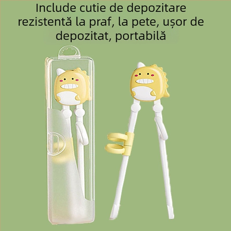 Bețișoare pentru copii – set de învățare cu mâner anti-derapant și ghid de poziționare, ambalate într-o cutie