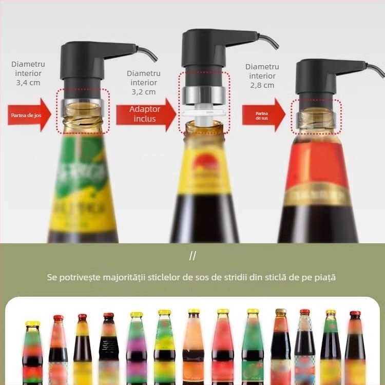 Duză pompă pentru sos de stridii, cap de presare, dimensiune universală a sticlei, compatibil cu sticlele de sos de stridii Haitian și Lee Kum Kee