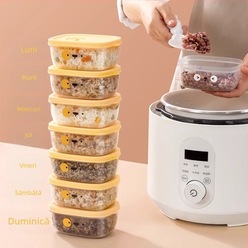 Cutie de porții pentru mese din cereale mixte, sigură pentru microunde, standard alimentar, porționare pentru scădere în greutate, congelare