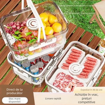 Cutie transparentă alimentară, etanșă, protecție împotriva insectelor și prafului, portabilă pentru picnic în aer liber, depozitare pentru gustări și fructe