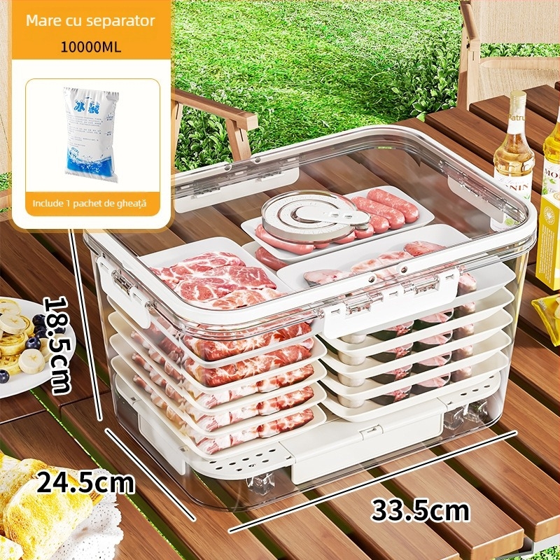 Cutie transparentă alimentară, etanșă, protecție împotriva insectelor și prafului, portabilă pentru picnic în aer liber, depozitare pentru gustări și fructe
