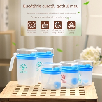 Recipient rezistent la umezeală cu scară de măsurare pentru controlul uleiului și a sării — set de patru piese cu imprimare de logo, cadou sănătos