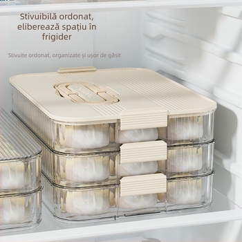 Cutie din plastic pentru găluște, cutie de depozitare cu mai multe niveluri pentru bucătărie și congelator, de calitate alimentară