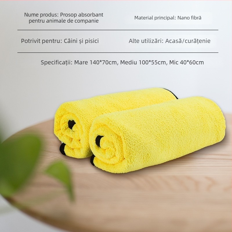 Prosop de baie pentru animale de companie, absorbant, îngroșat, uscare rapidă, fără păr care se lipește, pentru câini și pisici