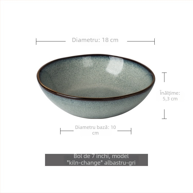 Vas ceramic în stil nordic, bol de salată cu formă neobișnuită, farfurie adâncă, bol de supă din porțelan, retro, practic, cu o imperfecțiune minoră a glazurii