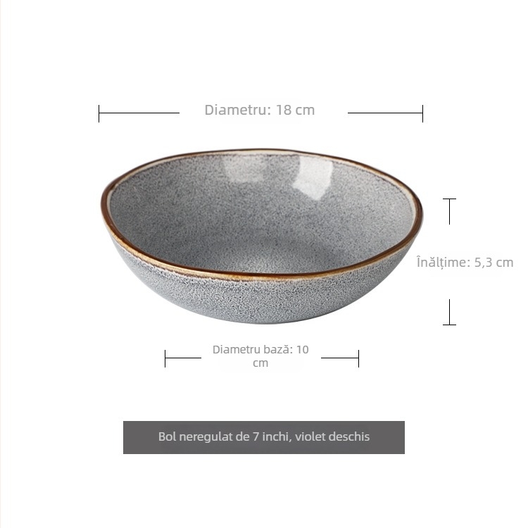Vas ceramic în stil nordic, bol de salată cu formă neobișnuită, farfurie adâncă, bol de supă din porțelan, retro, practic, cu o imperfecțiune minoră a glazurii