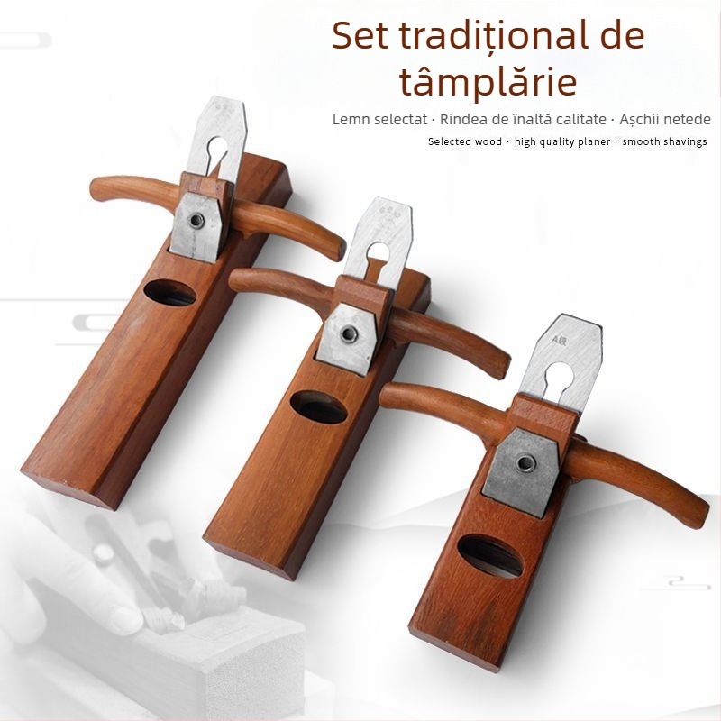 Planer manual pentru tâmplărie — mahon și lemn de trandafir, planer tradițional de împingere, lung și scurt
