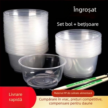 Set de unică folosință cu boluri circulare din plastic, groase, de calitate alimentară, pentru banchete și uz casnic.