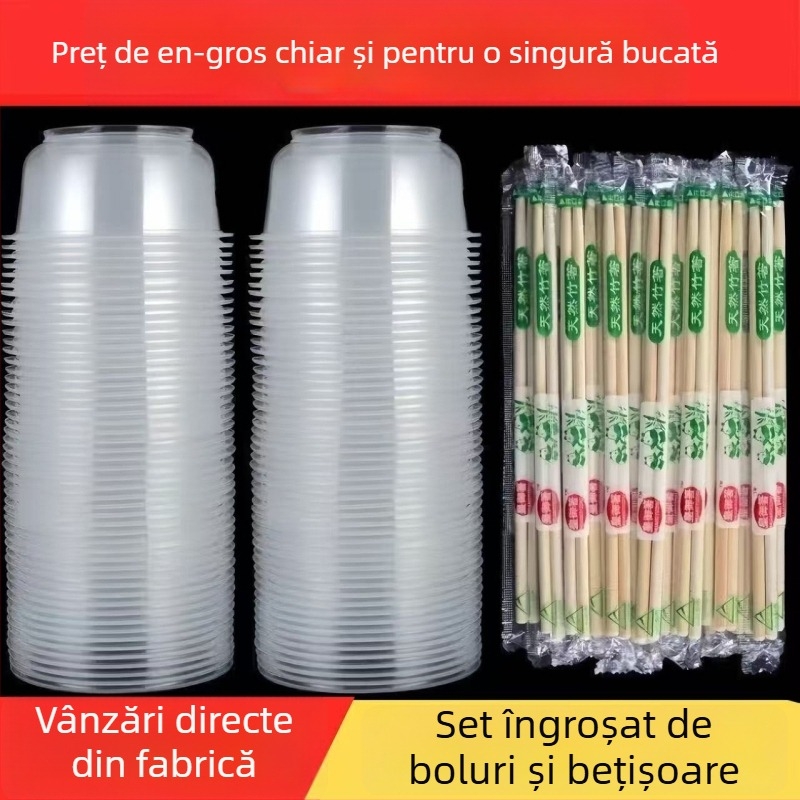 Set de unică folosință cu boluri circulare din plastic, groase, de calitate alimentară, pentru banchete și uz casnic.