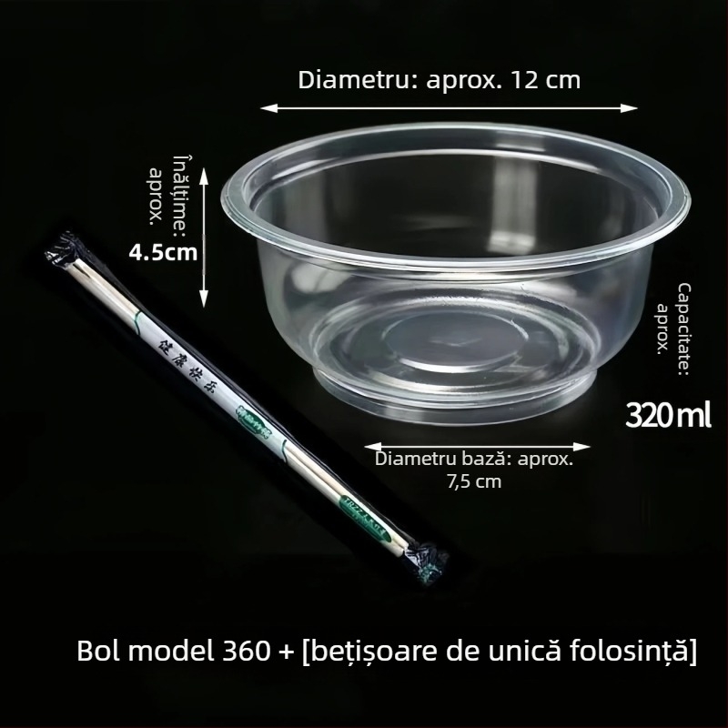Set de unică folosință cu boluri circulare din plastic, groase, de calitate alimentară, pentru banchete și uz casnic.