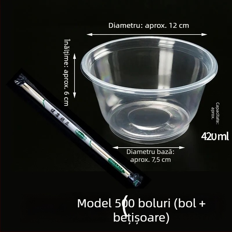 Set de unică folosință cu boluri circulare din plastic, groase, de calitate alimentară, pentru banchete și uz casnic.