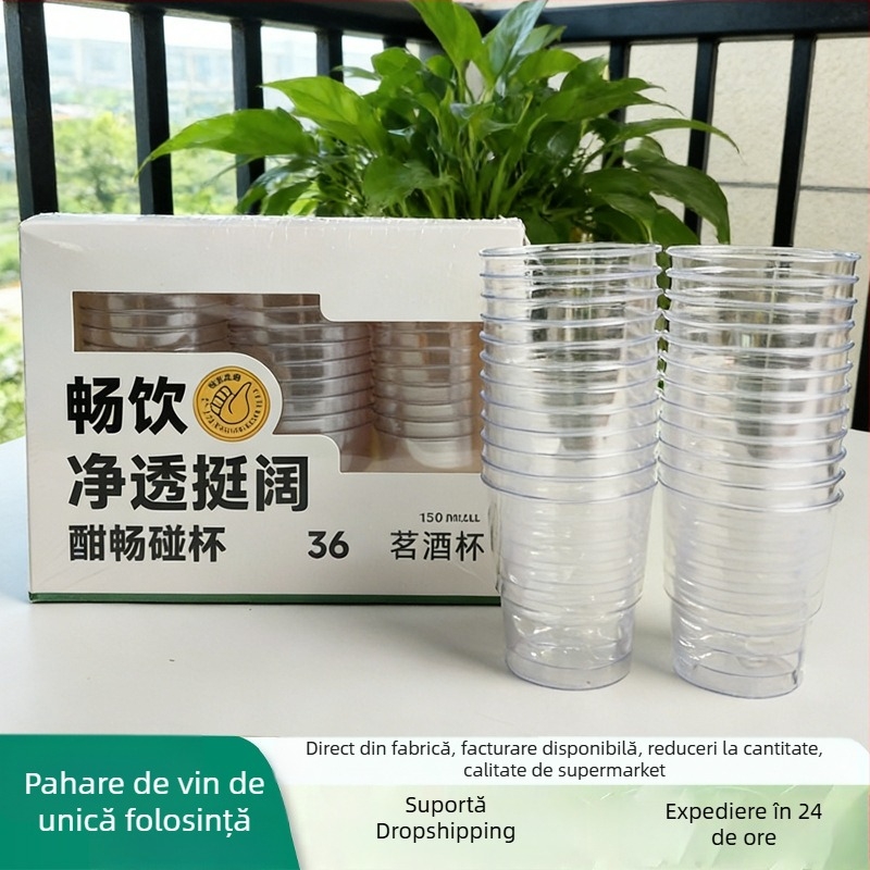 Set de veselă de unică folosință pentru camping, format din șase piese: mănuși, farfurii, boluri și pahare din plastic