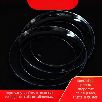 Farfurii de unică folosință din plastic dur pentru fructe și gustări, transparente ca cristal, design îngroșat, farfurii de masă, de calitate alimentară, pentru uz casnic.