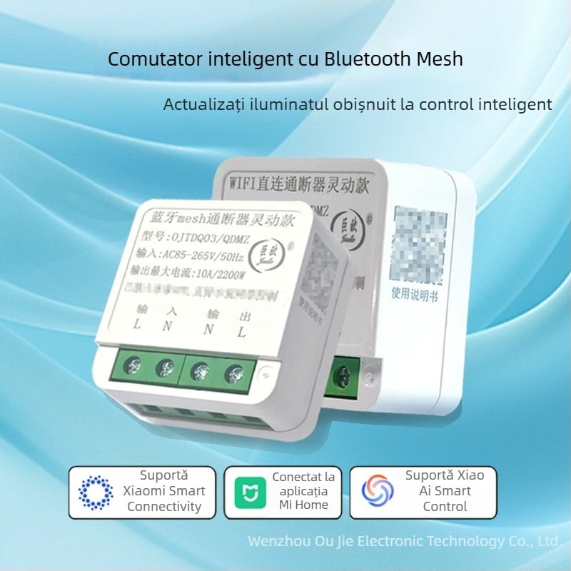 Intrerupător inteligent cu conectare directă Wi‑Fi, programare, Bluetooth Mesh și control de la distanță
