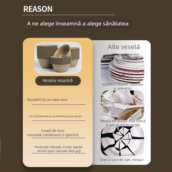 Boluri de unică folosință din coajă de orez, calitate alimentară, îngroșate, rotunde pentru supă, uz casnic, biodegradabile, 250-500 ml