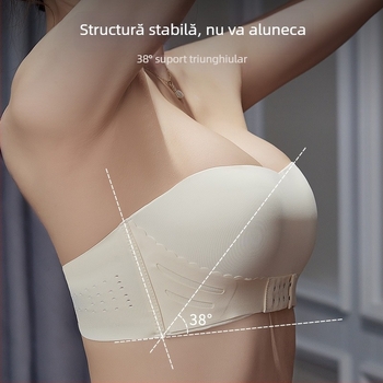 Sutien fără bretele, wireless, pentru bust mic, cu susținere laterală și aderență anti-alunecare