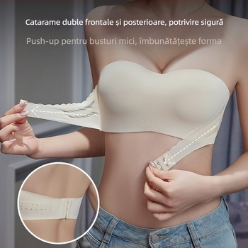 Sutien fără bretele, wireless, pentru bust mic, cu susținere laterală și aderență anti-alunecare