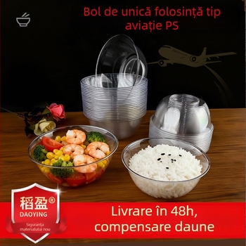 Vasuri de unică folosință, de înaltă calitate pentru uz casnic, boluri din plastic pentru orez, boluri de tip airline, cristal transparente, rezistente la temperaturi înalte