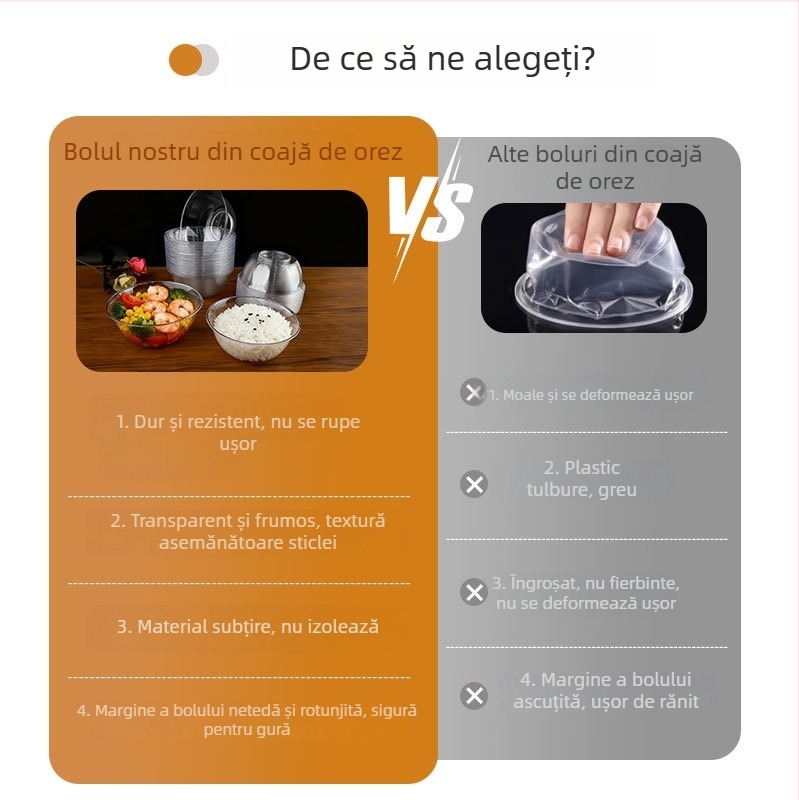 Vasuri de unică folosință, de înaltă calitate pentru uz casnic, boluri din plastic pentru orez, boluri de tip airline, cristal transparente, rezistente la temperaturi înalte