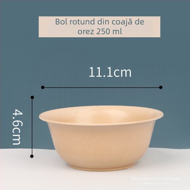 Set de veselă biodegradabilă din coji de orez: boluri, farfurii, cești și bețișoare pentru uz casnic