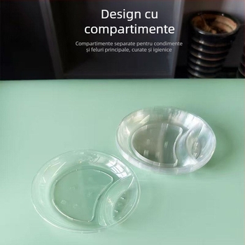 Farfurie de plastic transparentă rezistentă la temperaturi înalte, cu compartimente, de unică folosință, farfurie pentru dips, farfurie mică