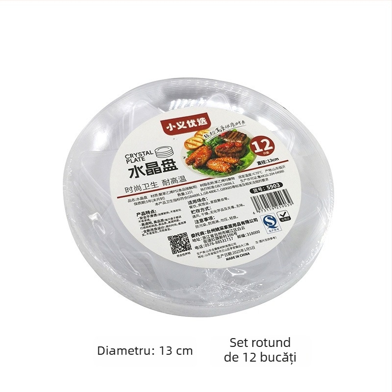 Farfurie de plastic transparentă rezistentă la temperaturi înalte, cu compartimente, de unică folosință, farfurie pentru dips, farfurie mică