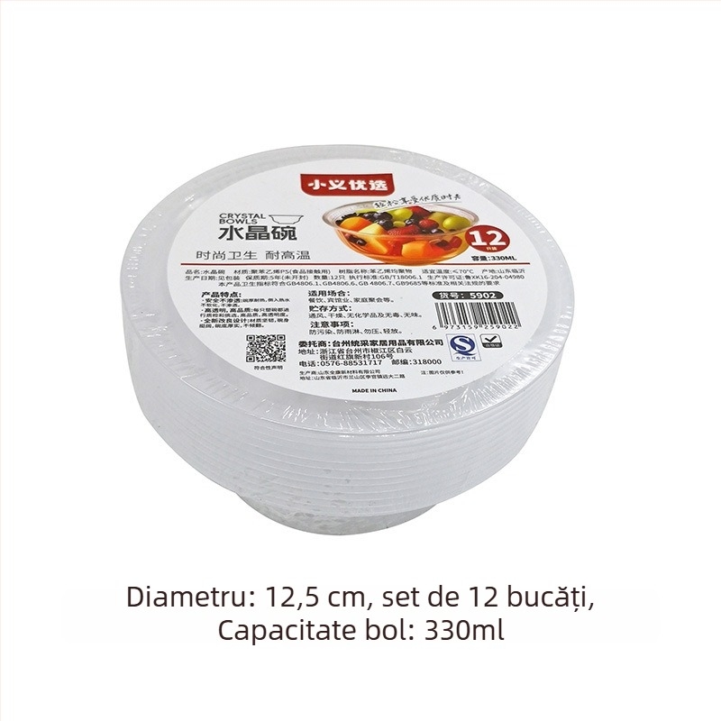 Farfurie de plastic transparentă rezistentă la temperaturi înalte, cu compartimente, de unică folosință, farfurie pentru dips, farfurie mică