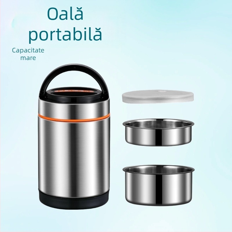 Cutie pentru prânz din oțel inoxidabil, izolație dublă, capacitate mare, portabilă — pentru elevi și angajați
