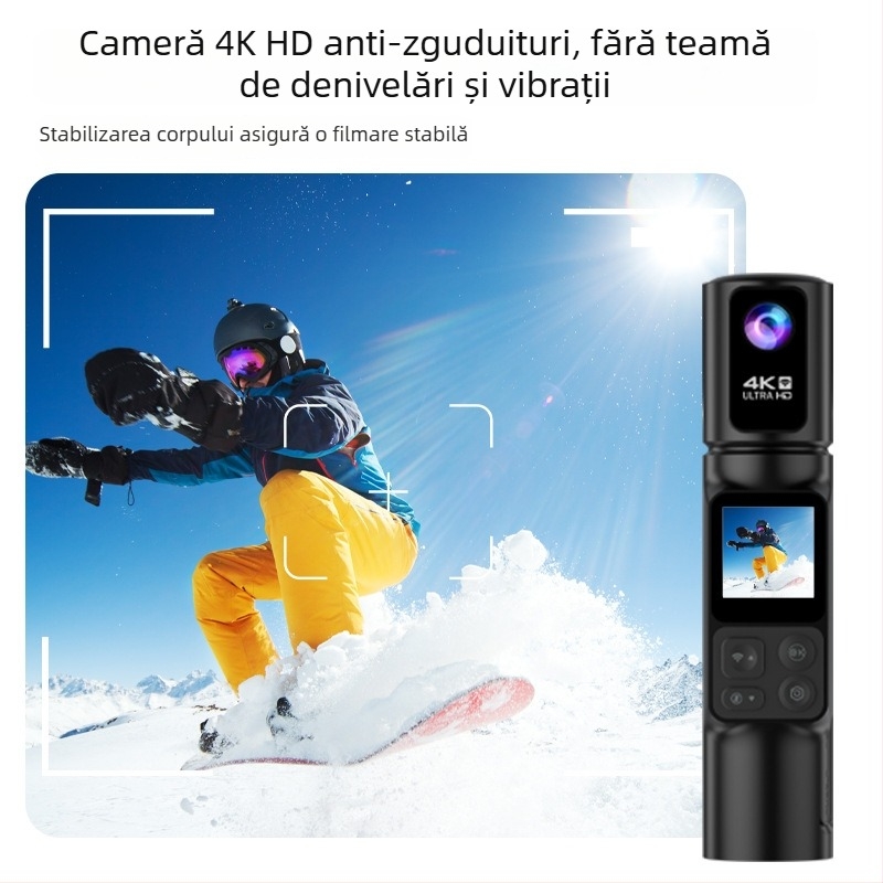 Cameră portabilă 4K cu stabilizare EIS, rotație de 350°, pentru călătorii și filmări în aer liber, cameră de buzunar pentru vlog